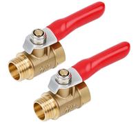 QWORK® 2 pezzi valvola a sfera in ottone con 180 gradi interruttore di intercettazione, 1/4" BSPT maschio x 1/4" BSP femmina