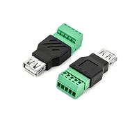 QWORK® 2 Pz Connettori USB, USB 2.0 A Maschio & Femmina a 5 Pin PCB Morsetto a Vite Femmina per la Ricarica e il Trasferimento dei Dati (Connettori USB Maschio & Femmina) (2 x Connettori USB Femmina)