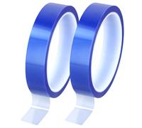 QWORK® 2 Rotoli Nastro Adesivo Alta Temperatura, 20 mm x 33 m, Nastro Kapton per Stampa Sublimatica, Trasferimento di Calore e Isolamento (Blu)