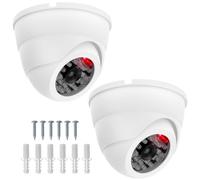 QWORK® 2 x Videocamera Telecamera Finta di Sorveglianza da Esterno/Interno, LED Rosso Lampeggiante, Colore Bianco