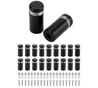 QWORK® 20 pezzi 12x25mm distanziatori di vetro in acciaio inossidabile, supporti in vetro per segnaletica per montaggio a parete, nero