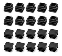 QWORK® 20 pezzi 2cm x 2cm tappo quadrato in plastica nera con tappo terminale per tubi, gamba della sedia