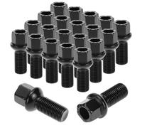 QWORK® 20 Pezzi bulloni Ruota Auto, M14x1.5x27mm Viti per Ruote Conico Nero