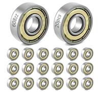 QWORK® 20 Pezzi Cuscinetti a Sfera 608ZZ, Doppia Schermatura, per Skateboard, Scooter e Pattini in Linea, 8×22×7 mm, Prelubrificati