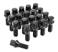 QWORK® 20 pezzi M14x1.5, bulloni delle ruote, diametro 28mm,cono conico a 60°, compatibile con Audi BMW, Peugeot, Benz, Citroen, nero