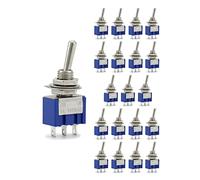 QWORK® 20 Pezzi Mini Interruttore a Levetta SPST AC 125V 6A 3 Pin 2 Posizione ON/ON per Arduino Barche Veicoli (MTS102 Blu Scuro)