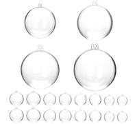 QWORK® 20 Pezzi Palline Di Plastica Trasparenti, Ø 5 cm, Ø6 cm, Ø7 cm, Ø8 cm, Palline Di Natale, Riutilizzabile Palla Trasparente