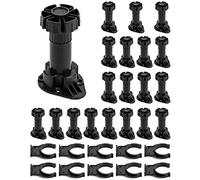 QWORK® 20 Pezzi Piedini per Mobili, Piedino Regolabile Per Cucina, con 10 Pezzi Clip per Piedistallo, Gamma Estesa: 100-120mm