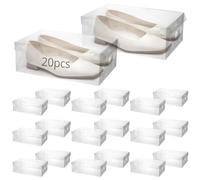 QWORK® 20 Pezzi Scatole Portaoggetti in Plastica, Scatole Scarpe Trasparenti Pieghevoli con Coperchio, per Donna