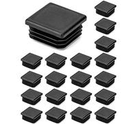 QWORK 20 pezzi tappo quadrato, tappi lamellari per tubi quadrati, in plastica, nero, 35x35 mm