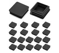 QWORK® 20 pezzi tappo quadrato, tappi lamellari per tubi quadrati, in plastica, nero, 50x50 mm