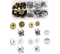 QWORK 20 Pz Bottoni Calamita per Borse, 14mm/18mm Bottoni Magnetici Chiusure per Borse per Fai da Te Artigianale Cucito Fermaglio (Argento e Bronzo)