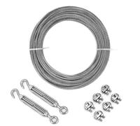 QWORK® 20M Cavo Acciaio 3mm, 304 Inossidabile Cavo Acciaio Set, Cavo Acciaio con Tenditori M5, per Sospensioni di Lampade, Recinzioni, Stendibiancheria