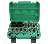 QWORK® 21 Pezzi Chiavi a Bussola, 1/2" Bussole Spline Set, 8-36mm 12 Denti Chiavi a Bussola