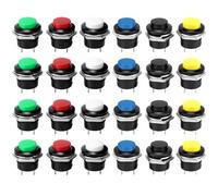 QWORK® 24 Pezzi Interruttore Pulsante Momentaneo 16MM 3A 250V CA a 2 Poli, Reset Automatico, Assortiti in 6 Colori
