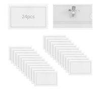 QWORK® 24 Pezzi porta badge trasparenti, targhette portanome in plastica con clip, per conferenze, uffici, fiere