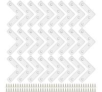 QWORK® 24 pezzi staffe angolari piatte a L, 60 mm x 60 mm, piastre di riparazione ad angolo retto in acciaio inox con viti per la riparazione di mobili