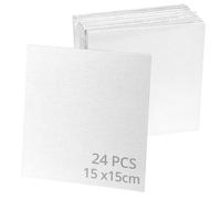 QWORK® 24 Pezzi tela per dipingere, 15x15cm spessore 3 mm mini tela, per pittura acrilica e ad olio