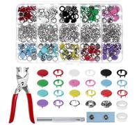 QWORK® 240 Pezzi bottoni a pressione in acciaio inox, 9,5 mm bottone pressione senza cuciture con pinza, per abbigliamento e progetti artigianali