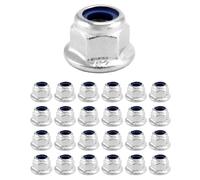 QWORK 25 Pezzi M6 Dadi Esagonali di Bloccaggio con Flangia - Acciaio Inox 304 (6 mm)