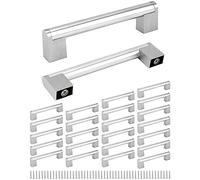 QWORK® 25 Pezzi Maniglie per Mobili da Cucina, Acciaio Inossidabile Spazzolato, Maniglie Armadio Maniglie Cassetti Distanza Fori 128 mm (Argento)