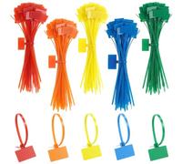 QWORK® 250 Pezzi 150 x 3mm Sigilli di Sicurezza in Plastica, Fascette di Sicurezza per Segnare Scarpe, Vestiti, Bagagli, 5 Opzioni di Colore