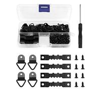 QWORK® 251 Pzi Ganci per Quadri Muro, 50 x Ganci a D, 50 x Ganci Seghettato, 150 x Viti e 1 x Cacciavite, Kit per Appendere Quadri Nero