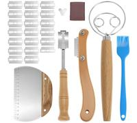 QWORK® 27 Pezzi taglierino pane set, coltello per impasto, coltello per incisione del pane, tagliapasta e frusta per impasto