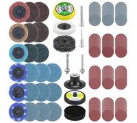 QWORK® 270 Pezzi Dischi Abrasivi 50 mm, Dischi Abrasivi con Gambo 6.35 mm, Set di Dischi Abrasivi con Carta Abrasiva Roll Lock in Grana 36-3000