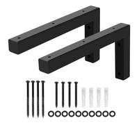 QWORK® 2x console in metallo per carichi pesanti per lavabo, console a parete angolare per carichi pesanti 300 x 150 mm con materiale di fissaggio per lavabo e mensola a parete - nera