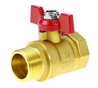 QWORK® 3/4" Valvola a sfera di intercettazione in ottone, con maniglia a farfalla rossa, passaggio completo, PN16, DN20