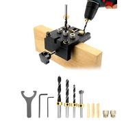 QWORK® 3 in 1 Kit di dima per fori a tasca, strumenti di carpenteria localizzatori, sistema di strumenti per kit di maschere per fori