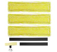 QWORK® 3 panni in microfibra & 2 lembi in gomma 17/25cm compatibili con Kärcher WV2, WV5, WV6 Plus Pre mium
