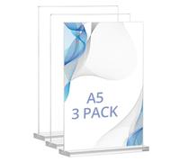 QWORK® 3 Pezzi porta acrilico A5, espositore per cartelli tavolo, supporto da esposizione, per ufficio, negozio, ristorante