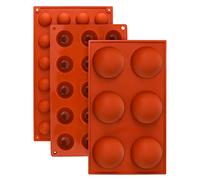 QWORK® 3 pezzi stampi in silicone semisfera, 6 fori semicerchio 15 fori semicerchio 24 fori semicerchio, per cioccolato, caramelle, budino