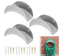 QWORK® 3 Pezzi supporto per tubi parete, porta tubi giardino ferro, per tubi da 30 m 1/2"