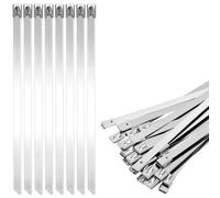 QWORK® 30 pezzi Fascette Metalliche Autobloccante 200 * 7.9mm in Acciaio Inox 304 - Carico Fino a 120 kg, Resistenza alla Corrosione