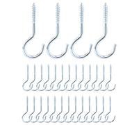 QWORK® 30 pezzi gancio a vite M6 x 85 mm, occhielli a vite, acciaio al carbonio zincato, ideali per cavi fissi, amache, tende da sole, sedie sospese