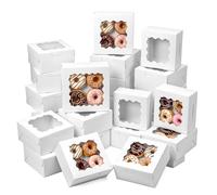 QWORK® 30 Pezzi scatole per pasticceria con finestra, 10.2x10.2x6.7cm, per regali, biscotti, muffin