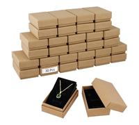 QWORK® 30 pezzi scatole regalo, 8x5x3 cm scatole per gioielli in cartone con coperchio, per presentare collane, anelli e orecchini