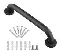QWORK® 30CM Maniglione da Bagno per Disabili, Maniglione Acciaio Inossidabile Nero con Viti Nascoste, per Bagno, Cucina, Scale