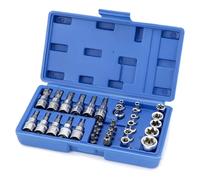 QWORK® 34 Pezzi Bussole Torx, Bussole Torx Inserti E4-E20, Chiave a Bussola 3/8'', Set Chiavi Torx con Custodia