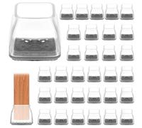 QWORK® 35 Pezzi Tappi per Sedie in Silicone e Feltro, 31-40mm, Feltrini Quadrati, Antigraffio, Antirumore