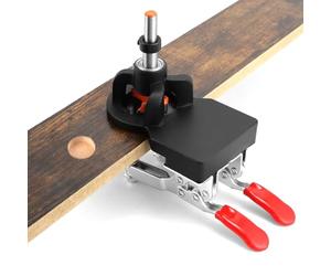 QWORK® 35mm Hinge Jig, Lega Di Alluminio, Dima Per Cerniera A Scodellino, Guida Di Foratura Per Cerniere Per Porte Di Armadi
