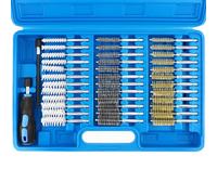 QWORK® 38 pz. Set spazzole tonde in nylon/inox/ottone, spazzole scovolini pulisciiniettore Ø8-19mm con prolunga 150mm per pulire e sbavare