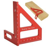 QWORK® 3D Multi Angle Measuring Ruler, goniometro quadrato in lega di alluminio da 45/90 gradi, strumento triangolare rosso per lavorazione del legno e ingegneria
