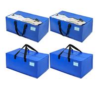 QWORK® 4 Pezzi borse portaoggetti extra grandi, Borse trasloco con manici e cerniere, borse portaoggetti multiuso, per piumini, vestiti, bagaglio (Blu)
