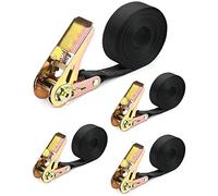 QWORK 4 pezzi cinghie a cricchetto, cinghie fissaggio,Cinghie Tiranti, 6 mx 25 mm, per moto, auto, rimorchio