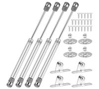 QWORK® 4 Pezzi molle a gas, ammortizzatori a gas 100N/10KG, ammortizzatore a gas con cerniera color argento, per porte di armadi da cucina