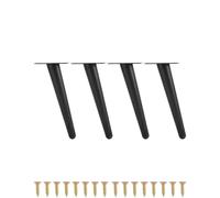 QWORK® 4 Pezzi Piedini per Mobili in Metallo - 20cm - con Tappi Antigraffio - per Divano/Comò TV/Comodino/Armadi